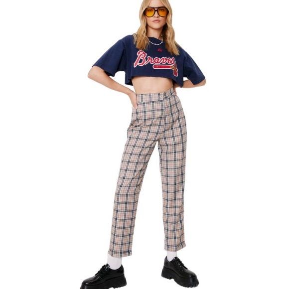 Nasty Gal Pants - Nasty Gal Check Tapered High Waisted Pants Size 6